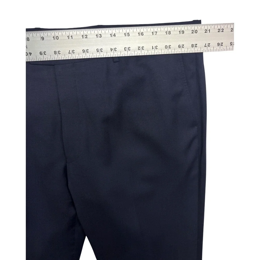 Jos A Bank 46R 40x30 Navy Blue 2pc Pant Suit Wool Tailored Fit Flat Front Modern